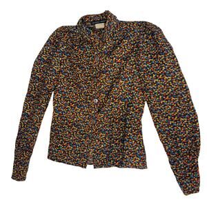 Vintage 1970s 80s W Germany Floral Blouse Top-Dress Seeler Petite Cottage Shirt